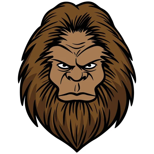Bigfoot Głowa Ilustracja Kreskówka Bigfoot — Wektor stockowy