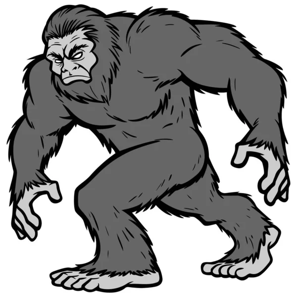 Bigfoot Maskot Illustration Tecknad Illustration Bigfoot — Stock vektor