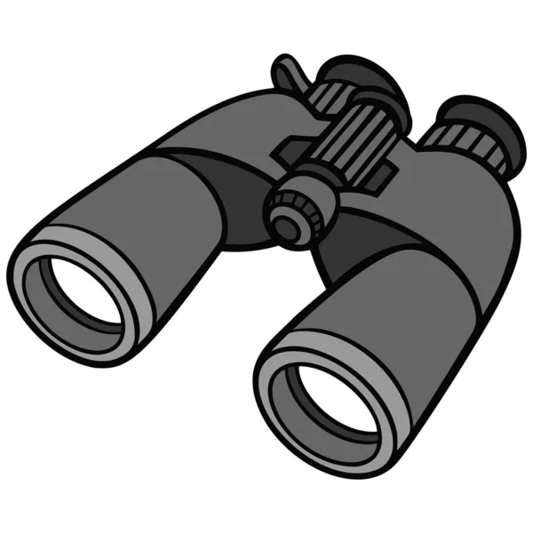 双筒望远镜插图 一对双筒望远镜的卡通插图 — 图库矢量图片