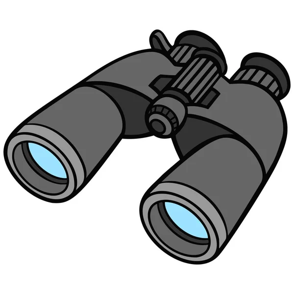 双筒望远镜 一对双筒望远镜的卡通插图 — 图库矢量图片