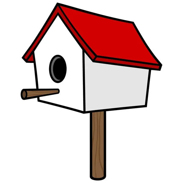 Vogelhaus Auf Einem Stock Eine Zeichentrickillustration Eines Vogelhauses — Stockvektor