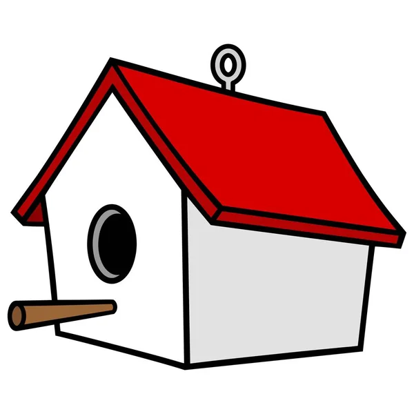 Vogelhaus Mit Kleiderbügel Eine Zeichentrickillustration Eines Vogelhauses — Stockvektor