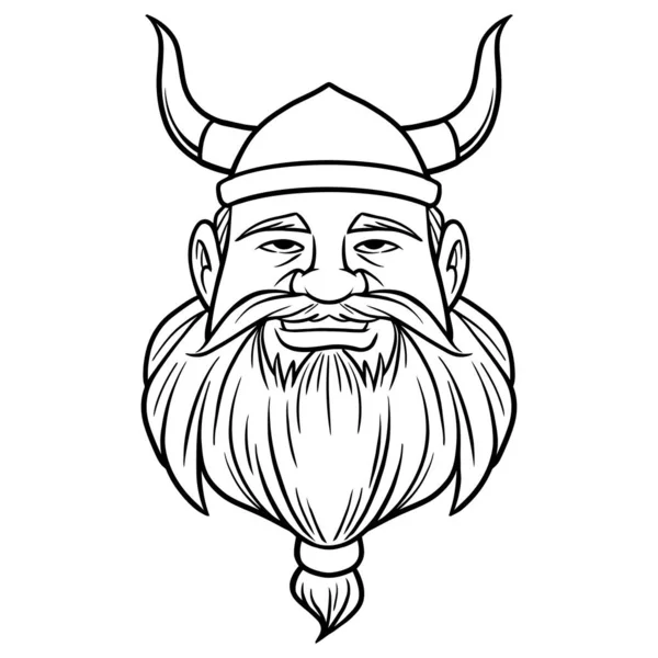 Viking Brodą Ilustracją Kreskówki Viking Brodą — Wektor stockowy