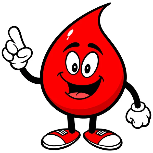 Blood Drop Pointing Uma Ilustração Dos Desenhos Animados Uma Mascote — Vetor de Stock