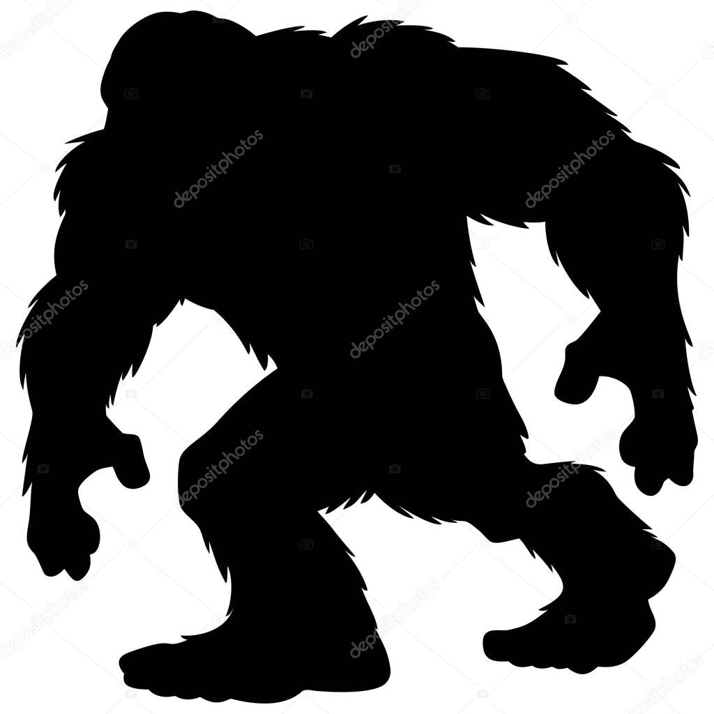 Bigfoot Mascot Silhouette - A cartoon illustration of a Bigfoot.