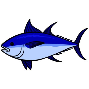 Bluefin Tuna - Bir Bluefin Tuna bir karikatür illüstrasyon.