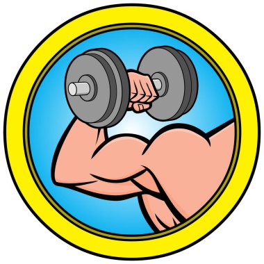 Bodybuilding Icon - Bir Bodybuilding Simgesi bir karikatür illüstrasyon.