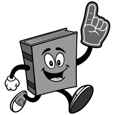 Bir Köpük El İllüstrasyon ile Kitap Koşu - Bir Kitap Maskotu bir karikatür illüstrasyon.