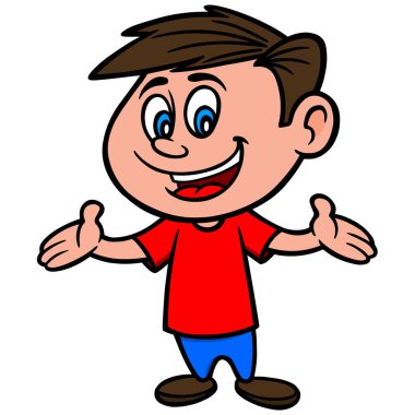 Boy Talking - konuşan bir çocuk bir karikatür illüstrasyon.