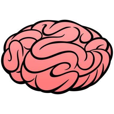 Brain Icon - Bir Beyin bir karikatür illüstrasyon.