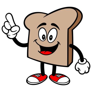 Ekmek Dilimi İşaret - Ekmek Dilimi Maskot bir karikatür illüstrasyon.