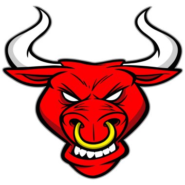 Bull Maskot Başkanı - Boğa Maskotu bir karikatür illüstrasyon.
