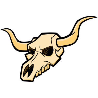 Bull Skull - Bir Bull Skull bir karikatür illüstrasyon.