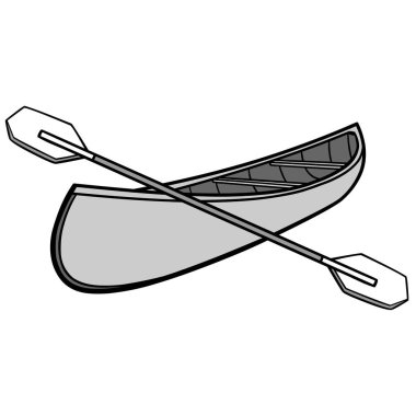 Kano ve Kürekler İllüstrasyon - Bir Kano ve Paddles bir karikatür illüstrasyon.