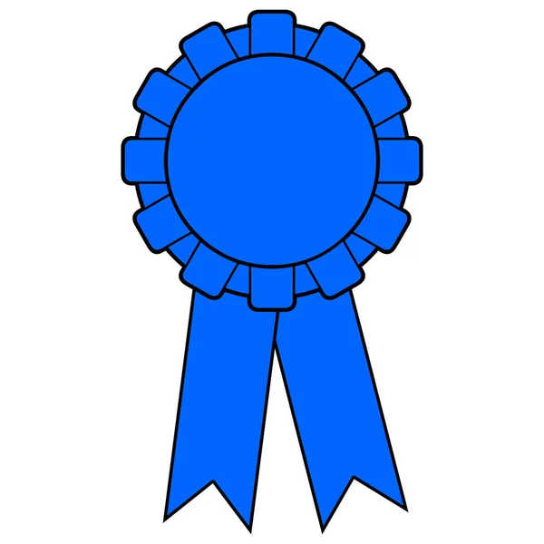 Blue Award Ribbon Cartoon Illustration Blue Award Ribbon — Stock Vector