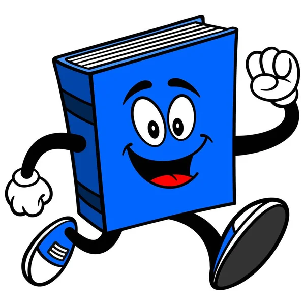 Блакитна Книга Працює Мультфільм Ілюстрація Блакитний Талісман Книги — стоковий вектор