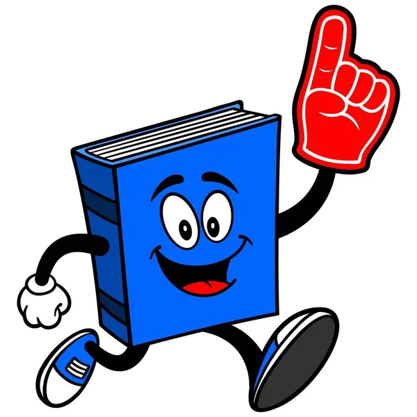 Μπλε Βιβλίο Τρέξιμο Ένα Χέρι Αφρού Ένα Καρτούν Απεικόνιση Μιας — Διανυσματικό Αρχείο
