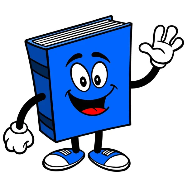 Μπλε Βιβλίο Κυματιστό Μια Απεικόνιση Καρτούν Μιας Μασκότ Μπλε Βιβλίο — Διανυσματικό Αρχείο