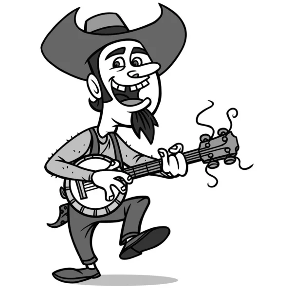 Bluegrass Bill Illustration Een Cartoon Illustratie Van Een Bluegrass Bill — Stockvector