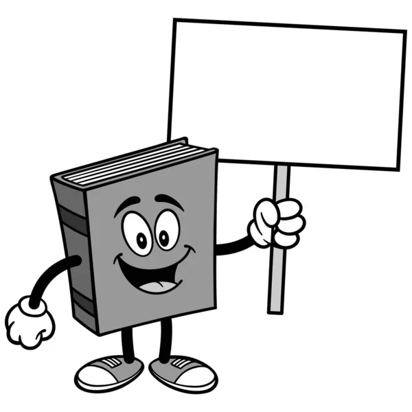 Foglaljon Sign Illusztráció Karikatúra Illusztrációja Könyv Kabalája — Stock Vector
