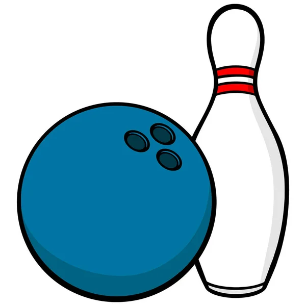 Bowling Ball Egy Pin Rajzfilm Illusztrációja Bowling Golyó Egy Pin — Stock Vector