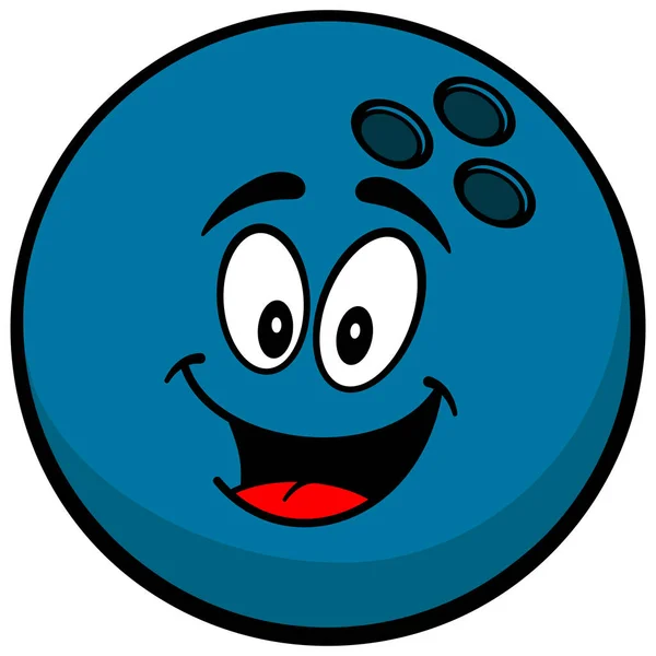Bowling Ball Mascot Cartone Animato Illustrazione Una Mascotte Palla Bowling — Vettoriale Stock