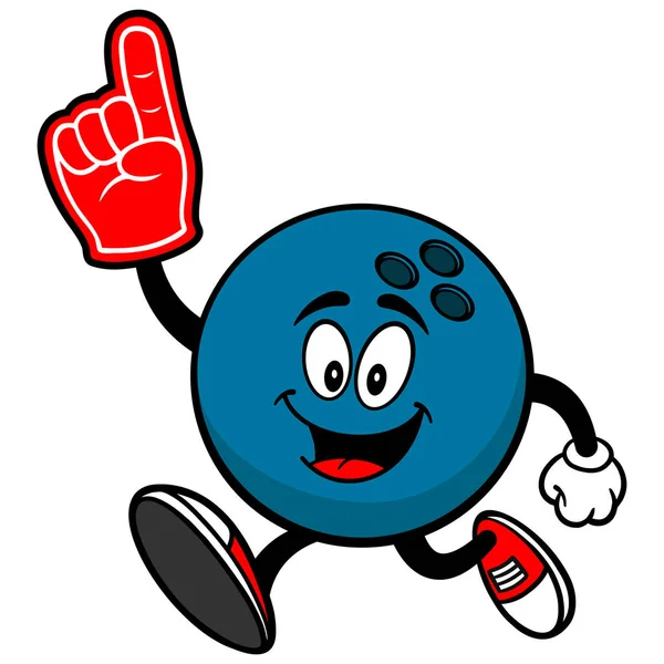 Bowling Ball Bieganie Pianki Hand Ilustracja Kreskówki Bowling Ball Maskotka — Wektor stockowy