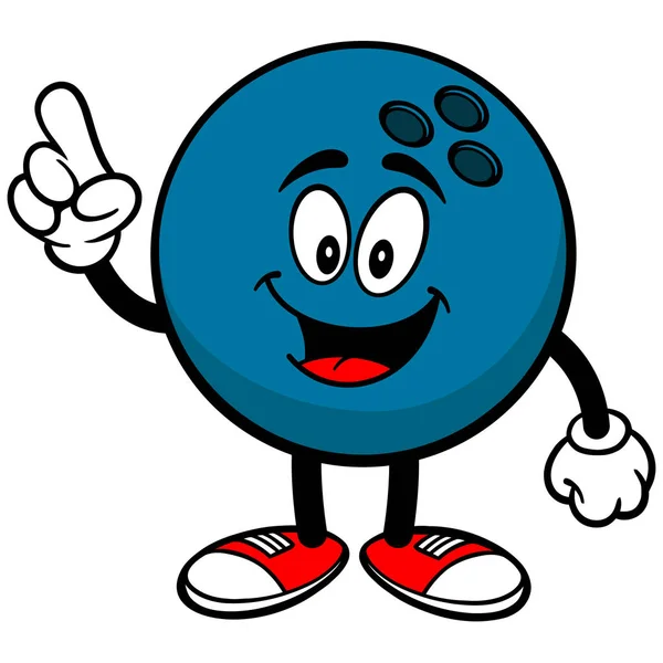Bowling Ball Pointing Tecknad Illustration Bowling Ball Maskot — Stock vektor
