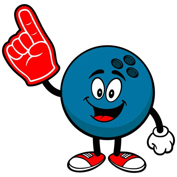 Bowling Ball Pianki Hand Ilustracja Kreskówki Bowling Ball Maskotka — Wektor stockowy