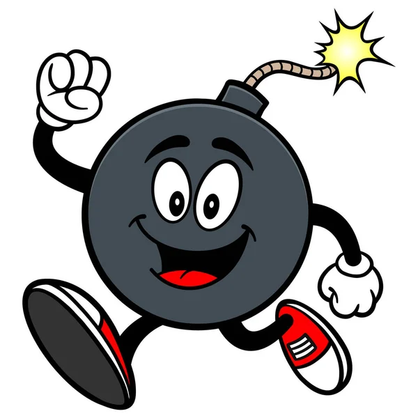 Bomb Mascot Running Cartoon Illustration Bomb Mascot — Stock Vector