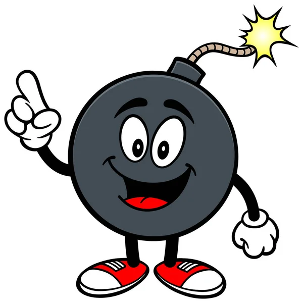 Bomb Mascot Pointing Una Ilustración Dibujos Animados Una Mascota Bomba — Archivo Imágenes Vectoriales