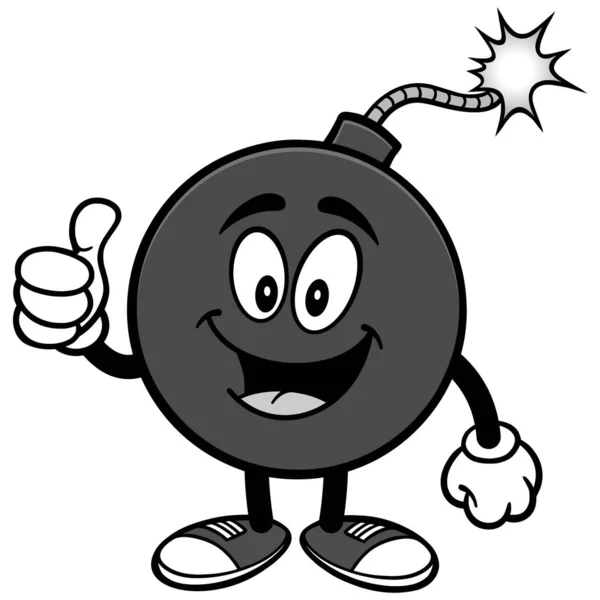 Bomb Mascot Thumbs Illustration Cartoon Illustration Bomb Mascot — Stock Vector