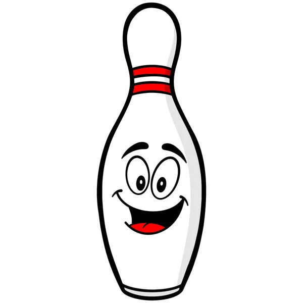 Bowlingnadel Maskottchen Eine Cartoon Illustration Eines Bowlingmaskottchens — Stockvektor