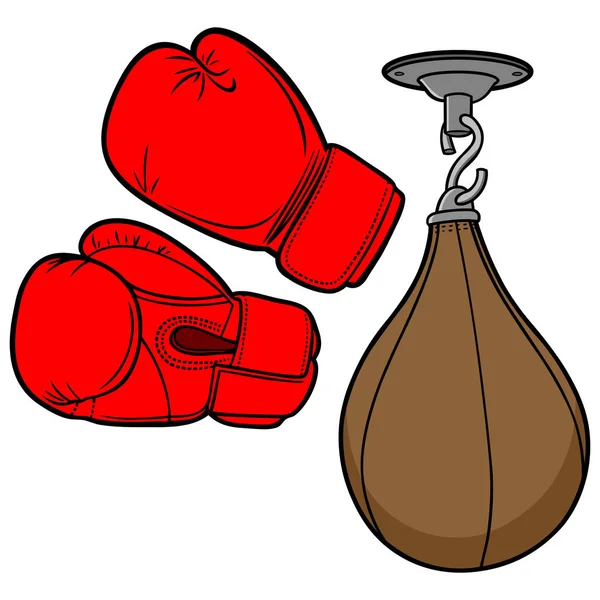 Équipement Boxe Une Illustration Bande Dessinée Une Paire Gants Boxe — Image vectorielle