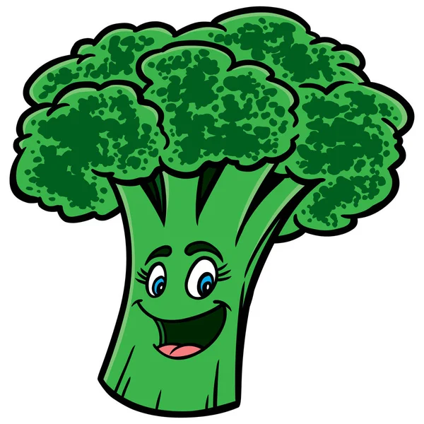 Broccoli Cartoon Een Cartoon Illustratie Van Een Broccoli Mascotte — Stockvector