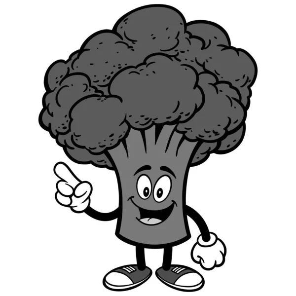 Illustration Pointage Brocoli Une Illustration Bande Dessinée Une Mascotte Brocoli — Image vectorielle