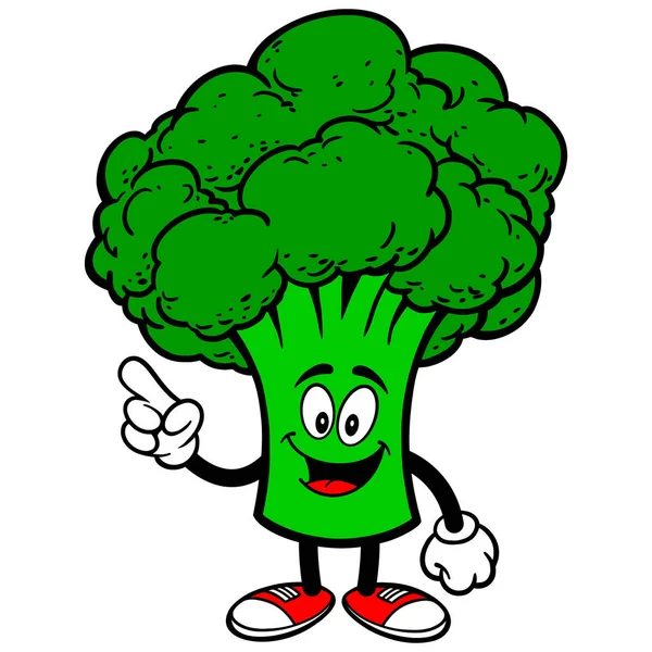 Brokolice Ukazující Kreslený Obrázek Maskota Brokolice — Stockový vektor