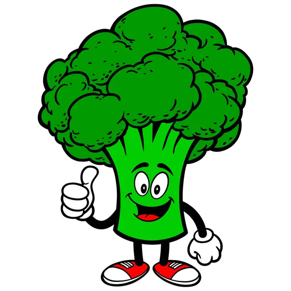 Brokolice Palcem Nahoru Kreslená Ilustrace Maskota Brokolice — Stockový vektor