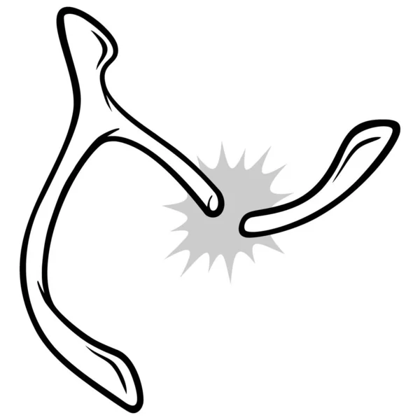 Gebroken Wishbone Illustration Een Cartoon Illustratie Van Een Gebroken Wishbone — Stockvector