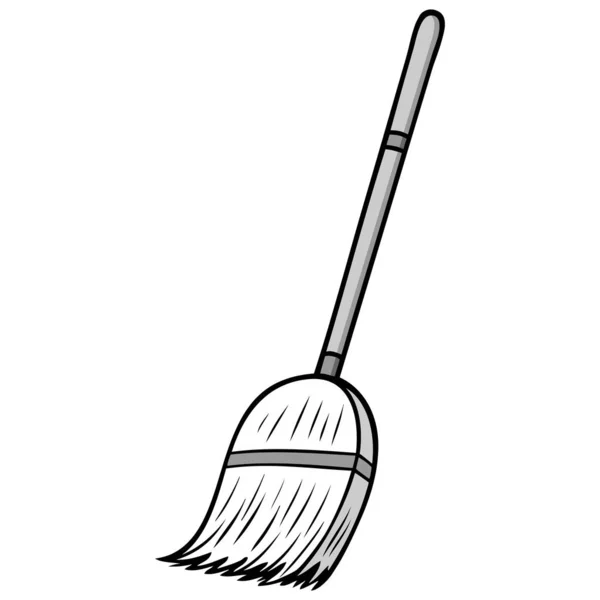 Broom Tecknad Illustration Ett Hushåll Boom — Stock vektor