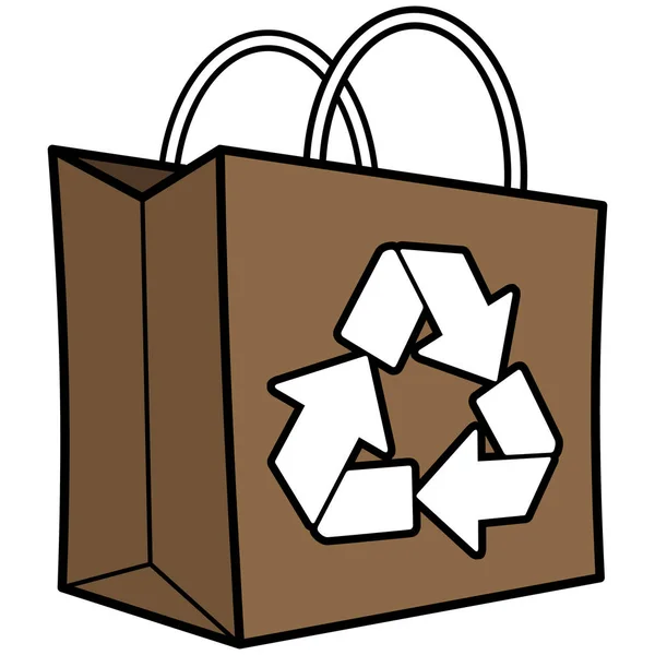 Brown Recycle Bag Карикатурная Иллюстрация Коричневого Recycle Bag — стоковый вектор