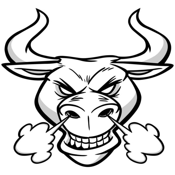 Bull Head Illustration - A cartoon illustration of a Bull Mascot.