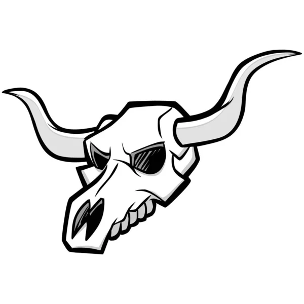 Ilustración Bull Skull Una Ilustración Dibujos Animados Bull Skull — Vector de stock