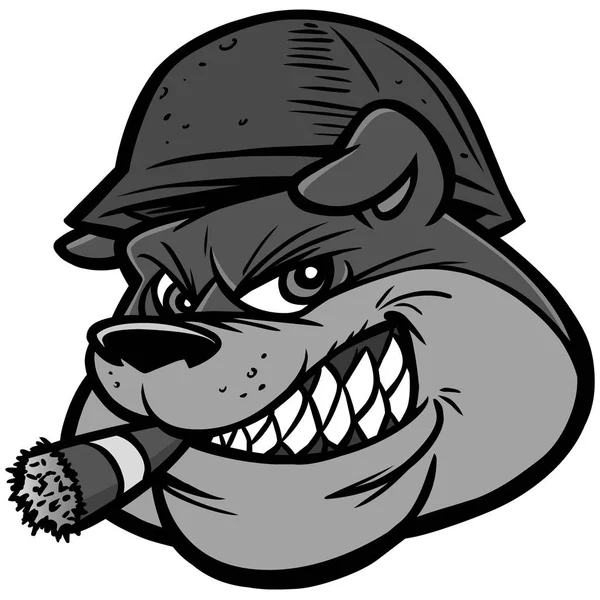 Bulldog Army Maskotka Ilustracja Ilustracja Kreskówka Bulldog Mascot — Wektor stockowy