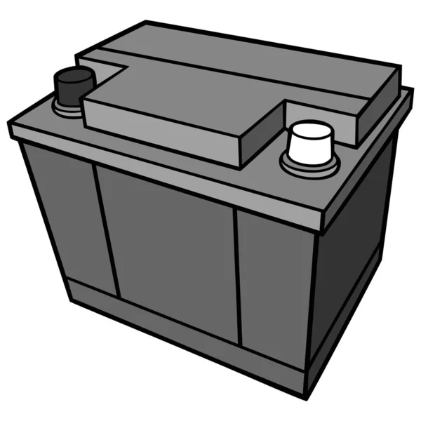 Ilustracja Baterii Samochodowej Ilustracja Kreskówki Akumulatora Samochodowego — Wektor stockowy