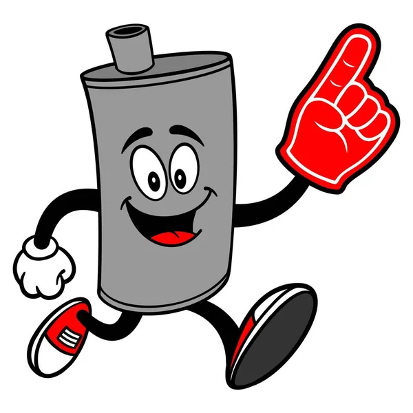 Car Muffler Running Foam Hand Cartoon Illustration Car Muffler Mascot — Stock Vector