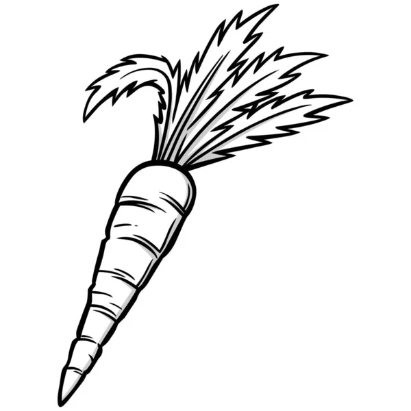 Carrot Illustration Sebuah Ilustrasi Kartun Dari Sebuah Wortel - Stok Vektor