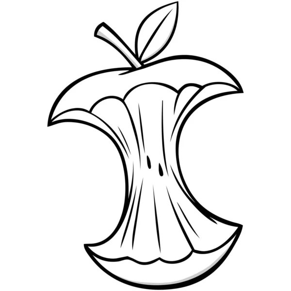 Ilustración Apple Core Una Ilustración Dibujos Animados Apple Core — Vector de stock