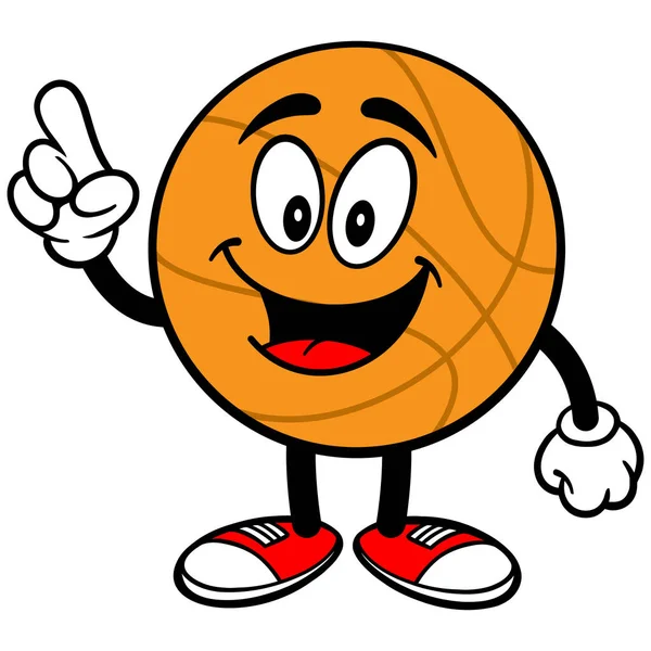 Cartoon Basketball Pointing Una Ilustración Dibujos Animados Una Mascota Baloncesto — Vector de stock