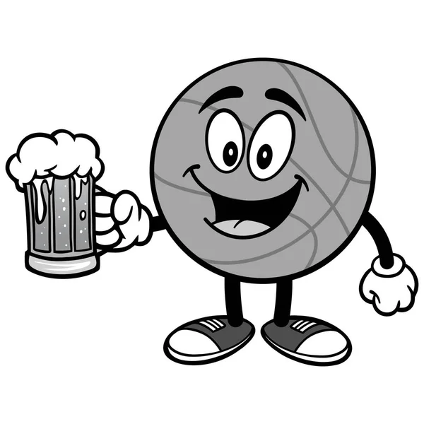 Baloncesto Dibujos Animados Con Una Taza Ilustración Cerveza Una Ilustración — Vector de stock